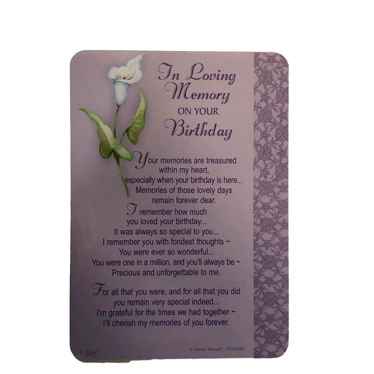 In Loving Memory On Your Birthday Xpress Yourself Keepsake Wallet Purse Card