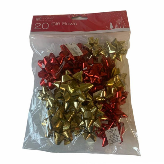 Pack of 20 Red & Gold Christmas Gift Bows
