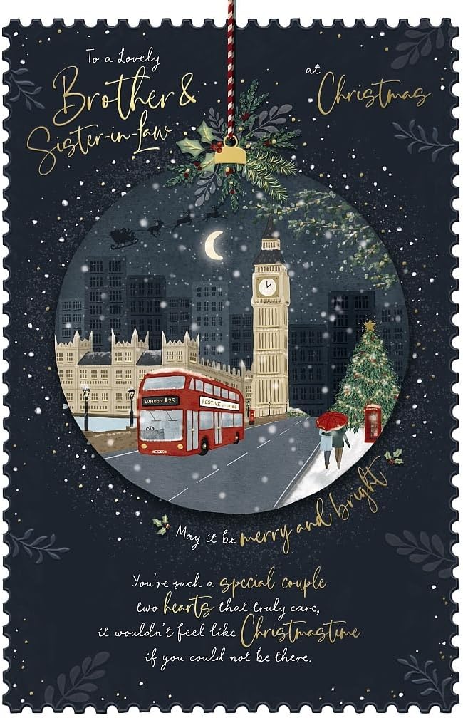 Big Ben In Snow Brother and Sister in Law Christmas Card