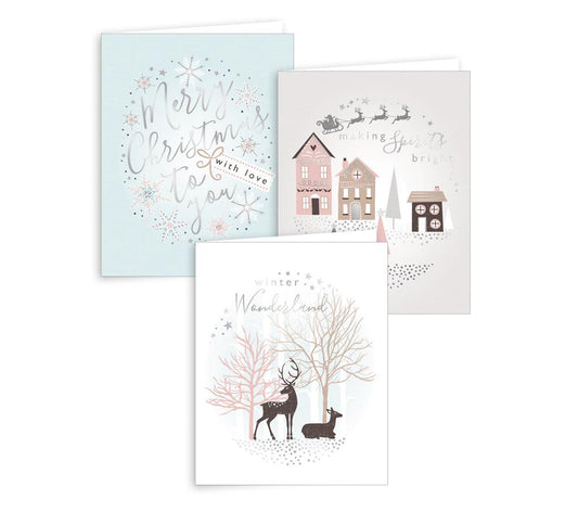 Pack of 12 Pastels Colour Mini Christmas Cards