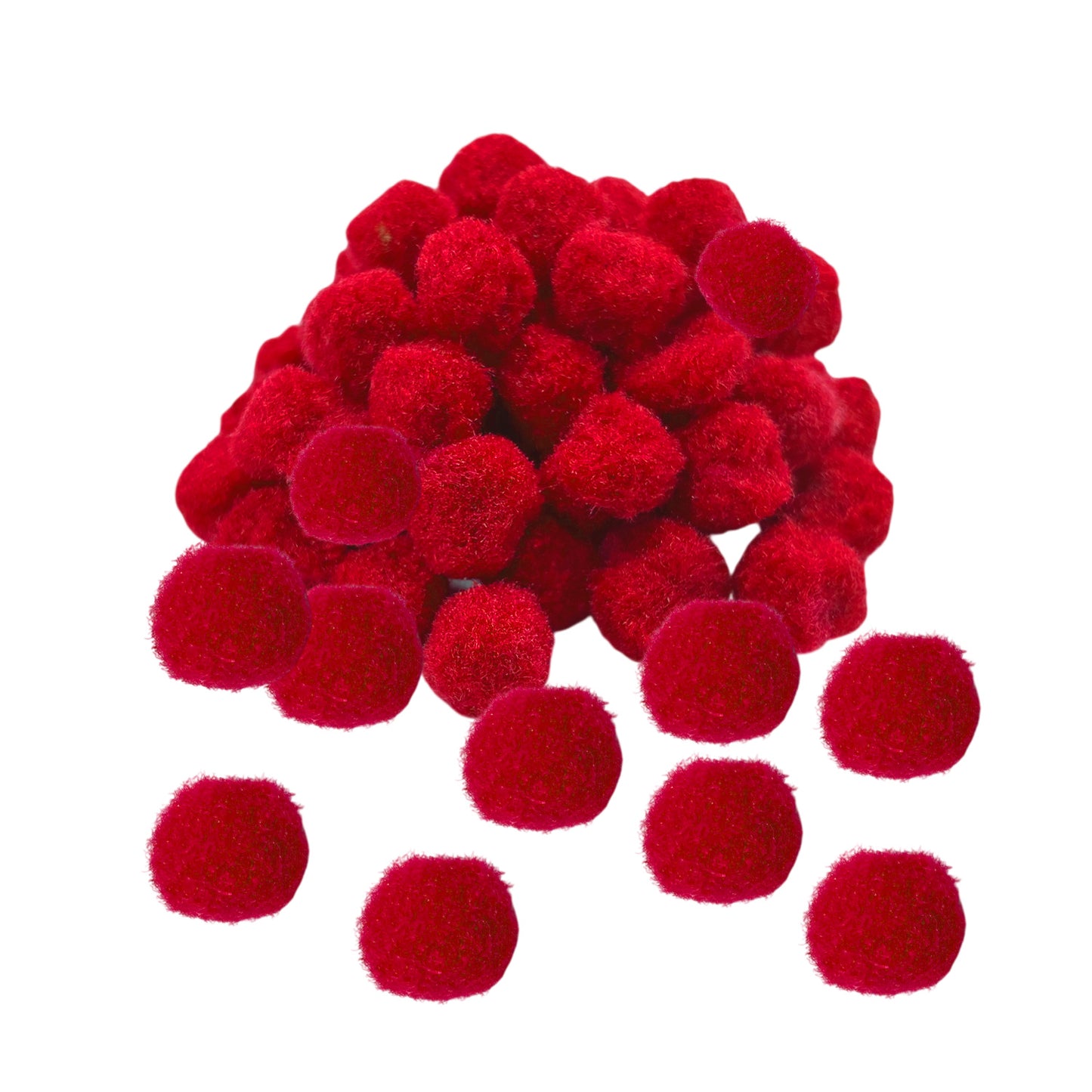 Pack of 50 Deep Red Pom Poms 1.5cm – Soft Fluffy Craft Balls