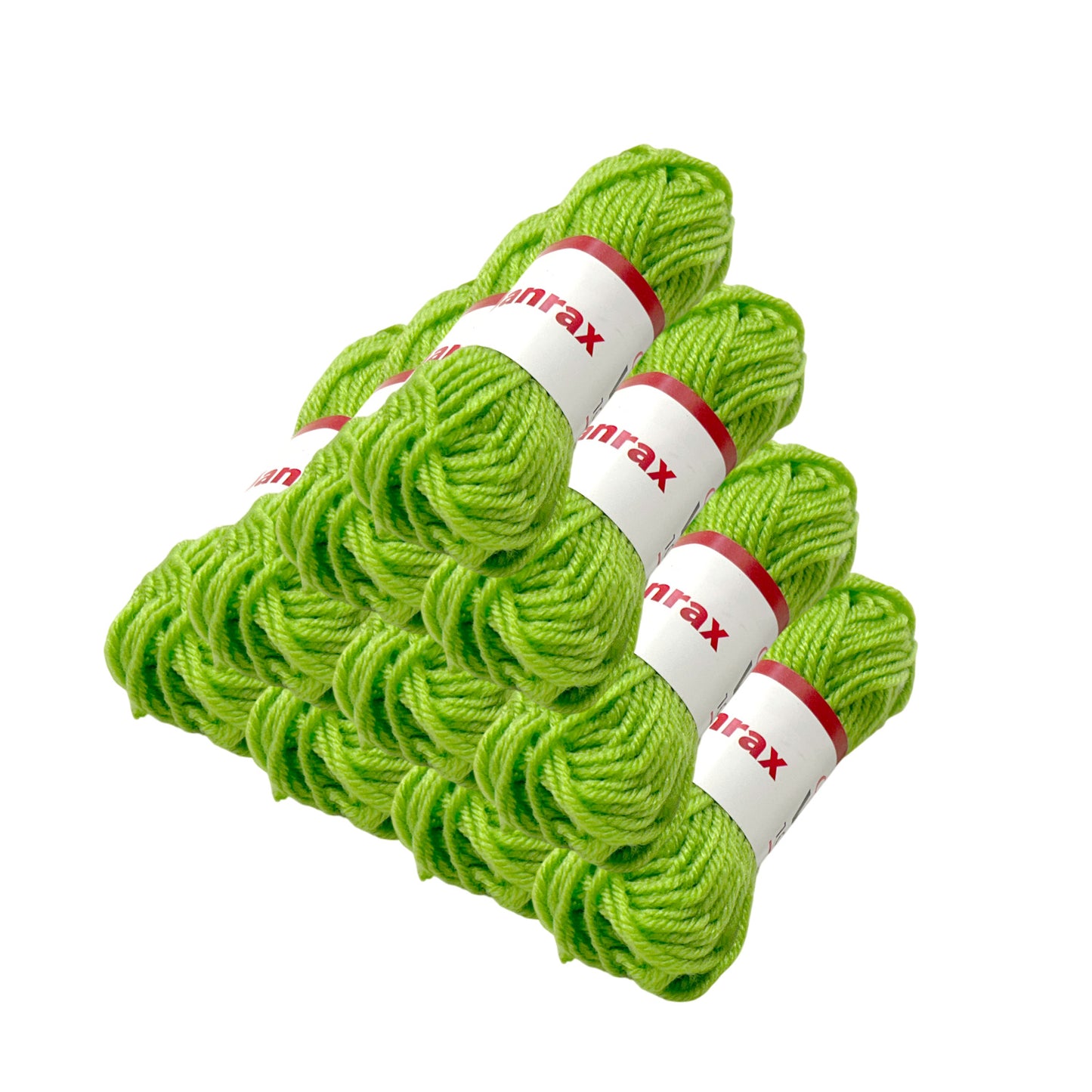 Pack of 5 Light Green Acrylic Yarn Rolls – 10g each, 4 Strand 8 Ply Knitting Wool