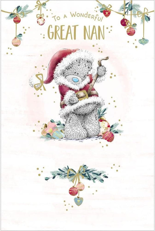 Bear In Santa Outfit Great Nan Christmas Card