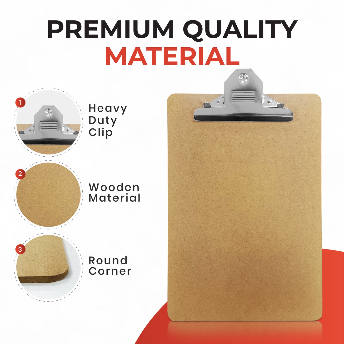 Pack of 48 Janrax Foolscap MDF Clipboard with Butterfly Clip (A4 Plus)