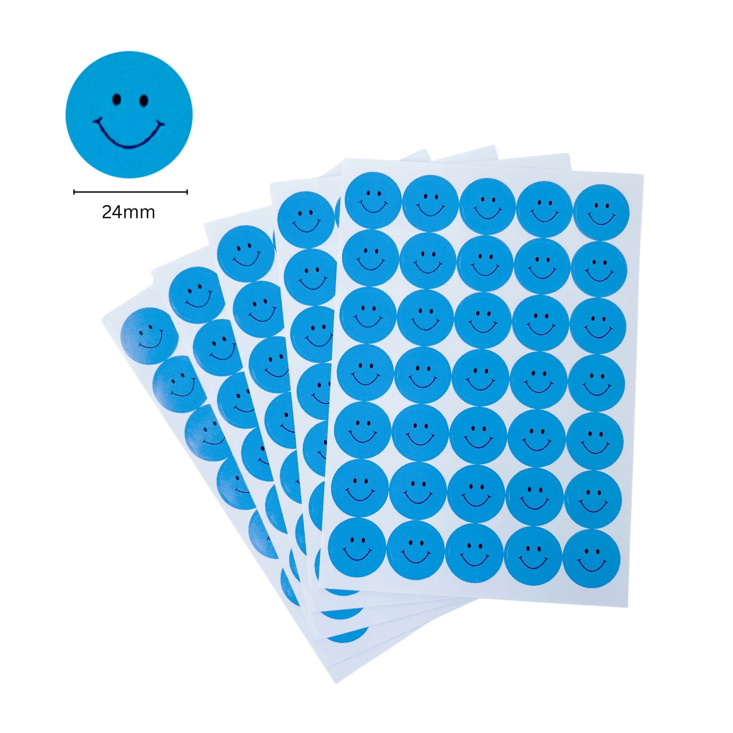 Pack of 2520 Blue Smile Face 24mm Self-Adhesive Labels