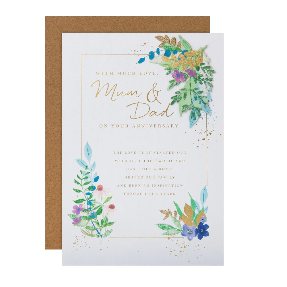 Traditional Floral Design with Heartfelt Verse Mum & Dad Anniversary Card