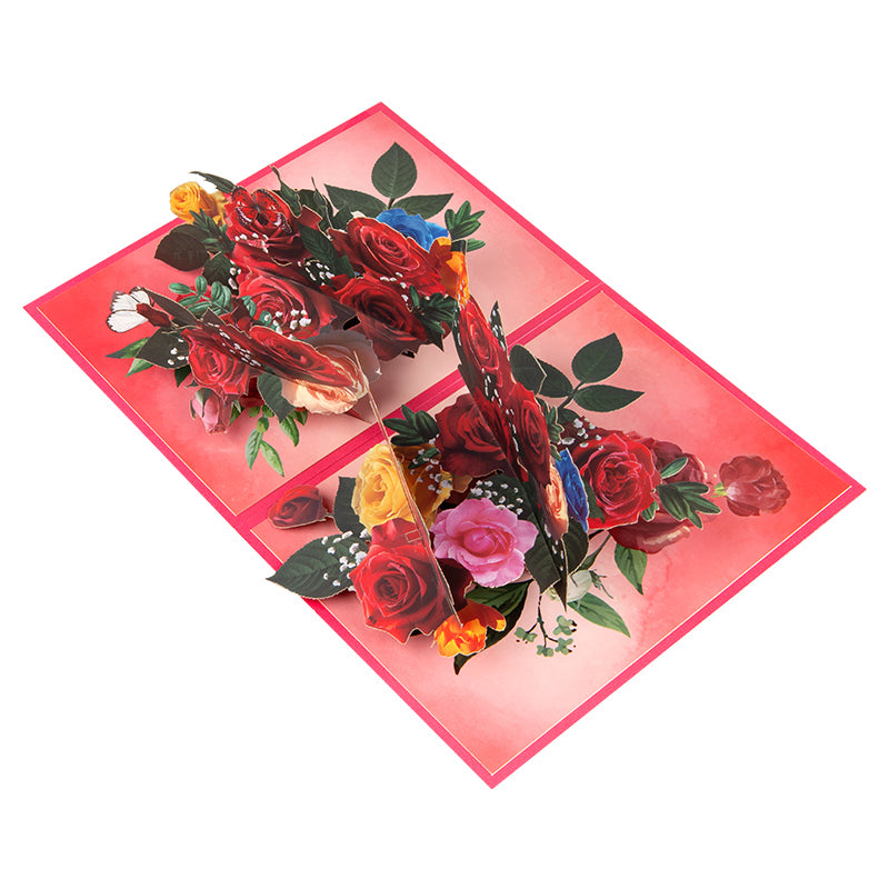 Love in Full Bloom Rose Bouquet Pop Up Greeting Card
