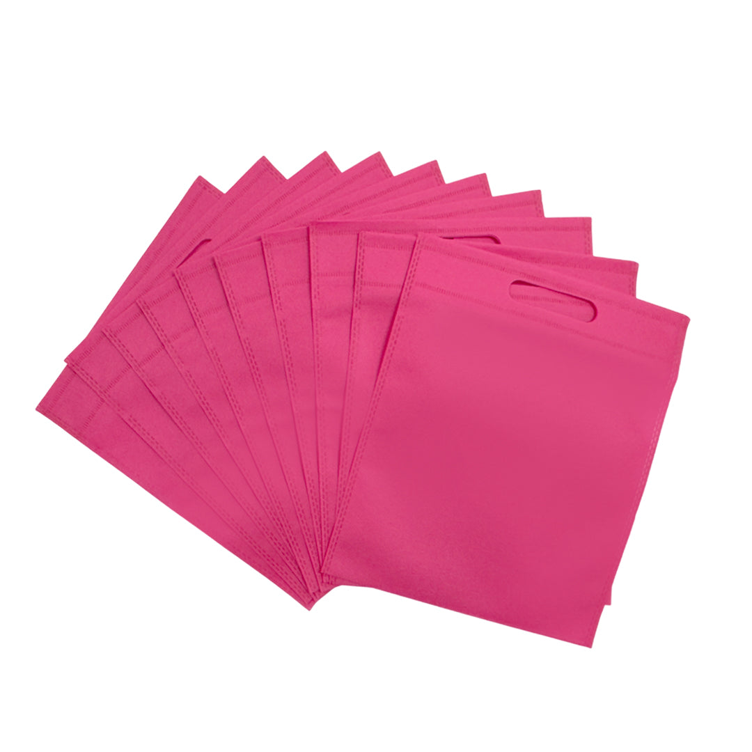 Pack of 50 Pink Coloured 30x25cm Non-Woven Patch Handle Bags