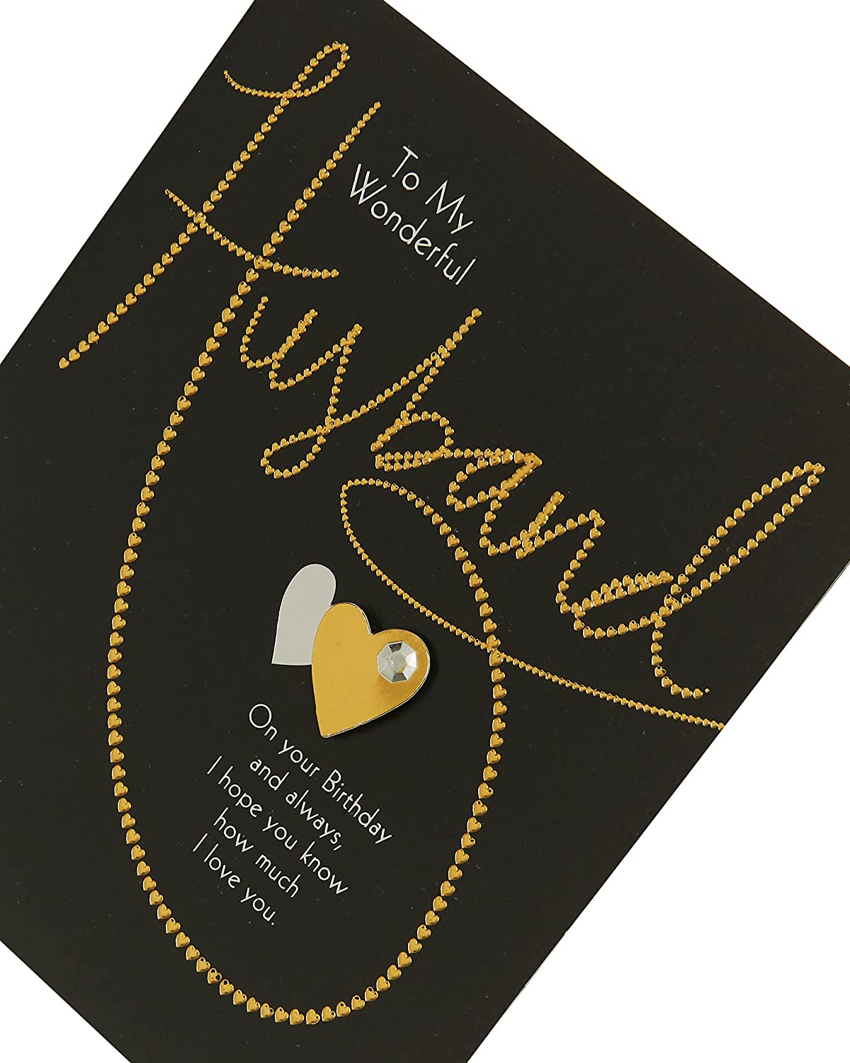 Husband Golden Heart Birthday Card with Sentimental Verse