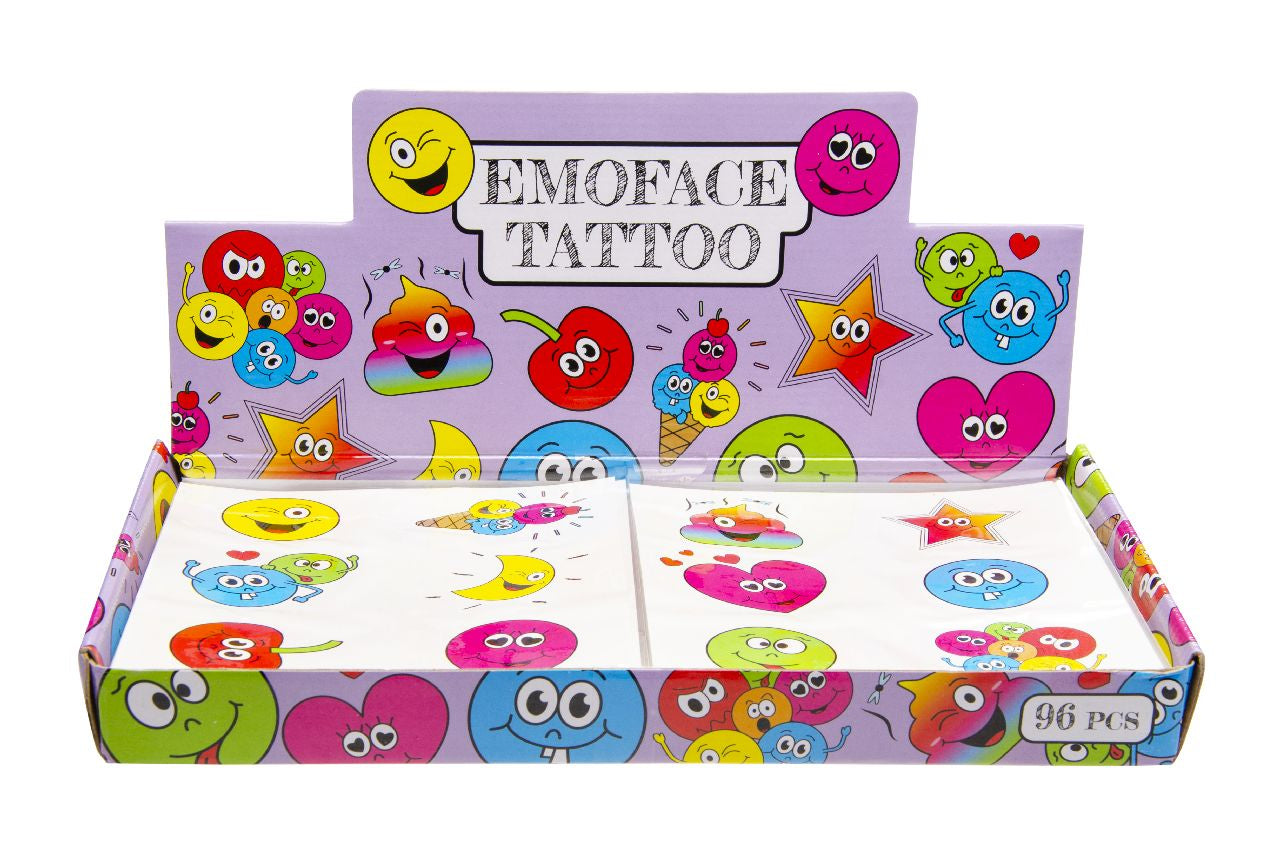 96 Pack of 6 Pieces Emotion Faces Tattoos