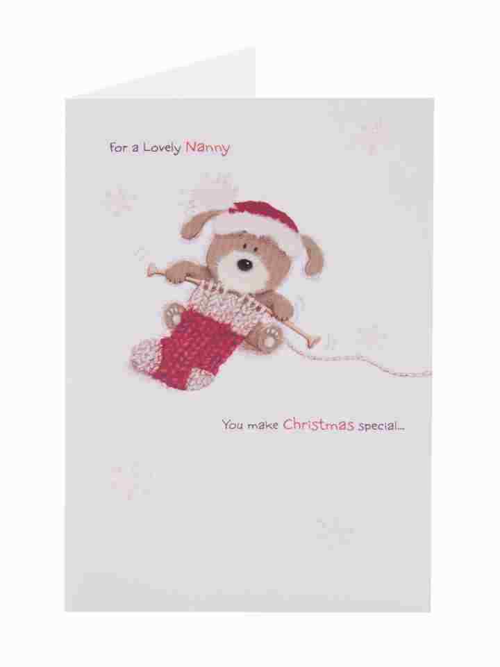 Lots Of Woof Lovely Nanny Knitting Christmas Greeting Card 