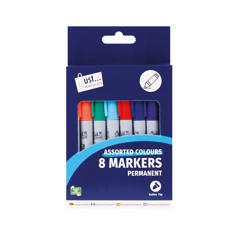 Pack Of 8 Coloured Permanent Markers