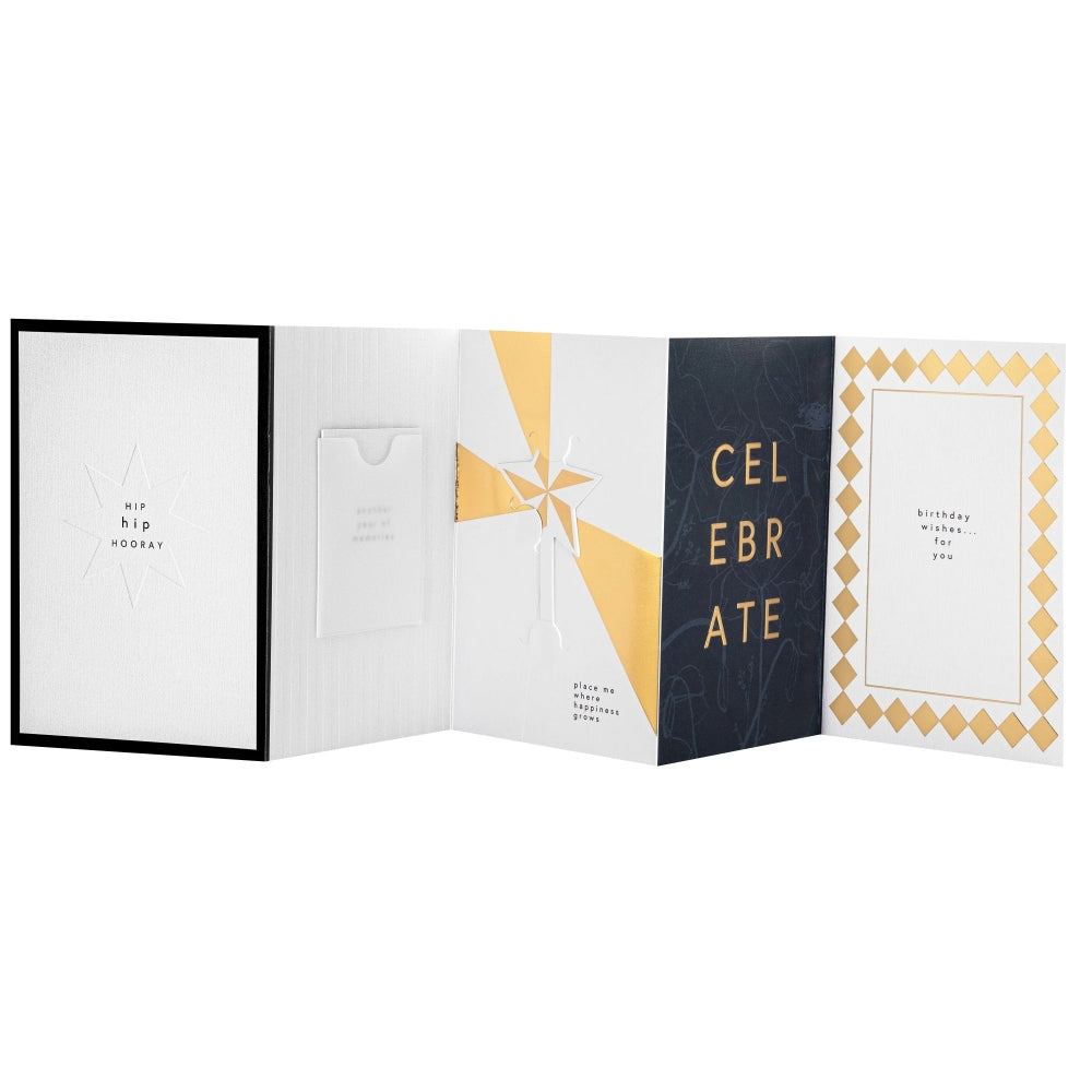 Memento Luxe Hip hip Hooray Birthday Card with Mini Card, Keepsake