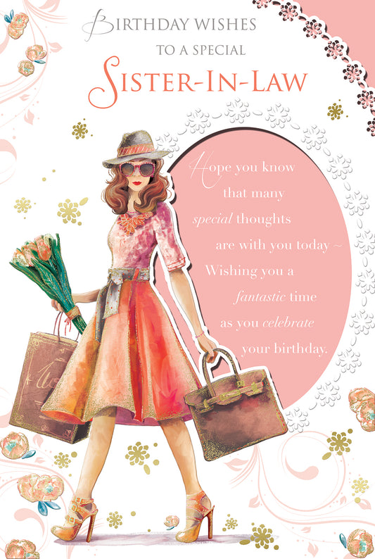 Birthday Wishes To A Special Sister In Law Lady Design Celebrity Style Card