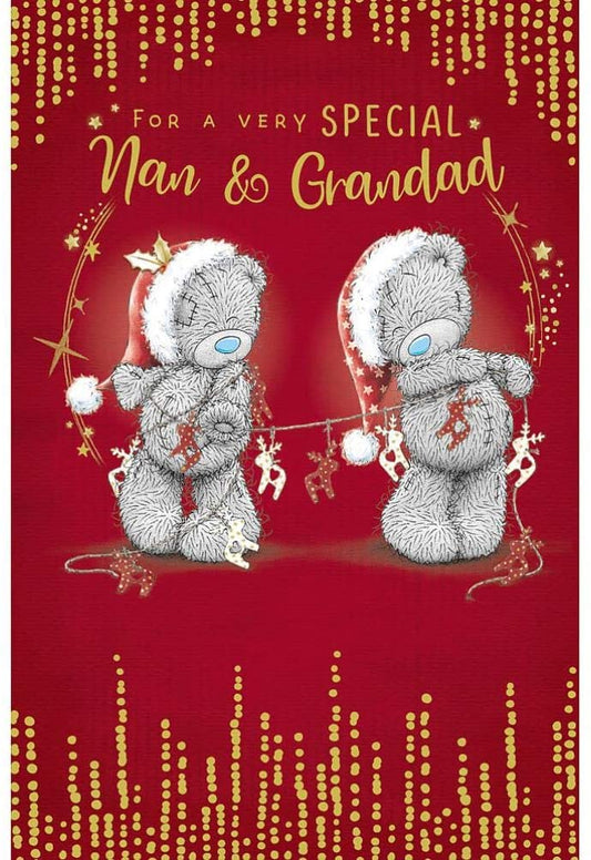 Special Nan And Grandad Bear With Bunting Design Christmas Card