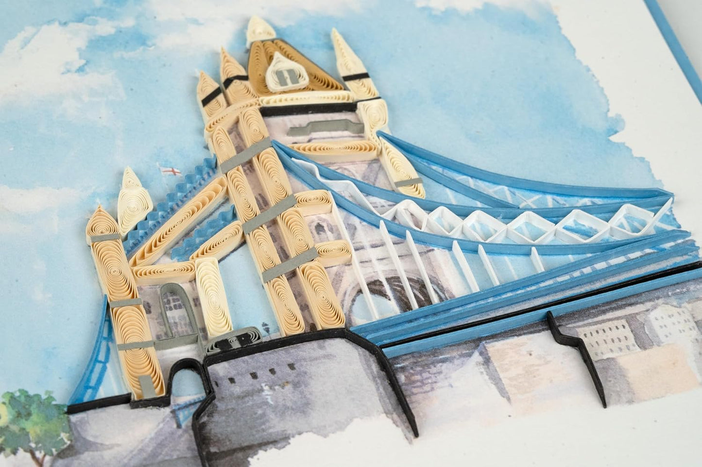 Quilling London Tower Bridge Lavish London Hand-Finished Art Greeting Card Frameable Art