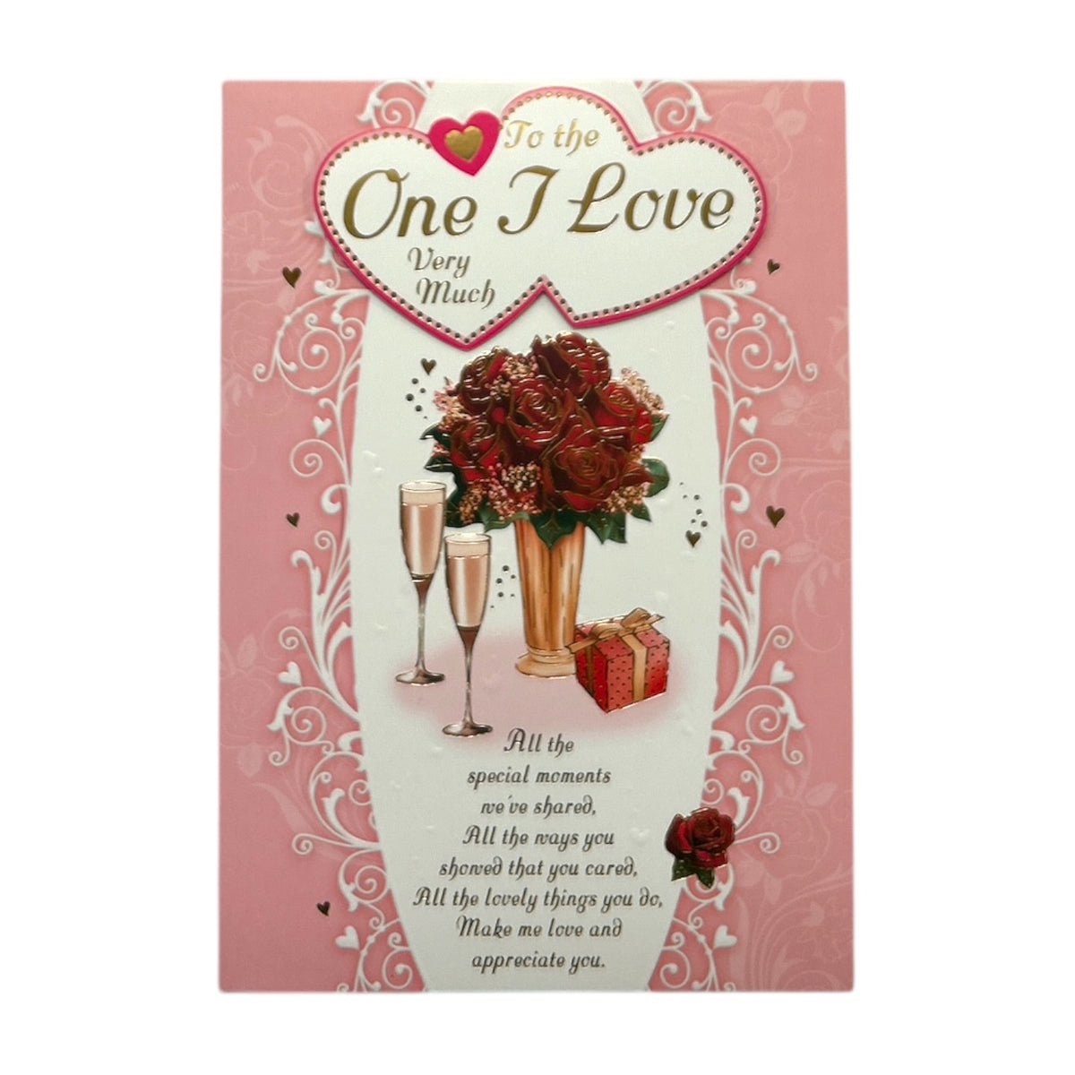 To The One I Love Rose Flower Pot Design Open Greeting Card