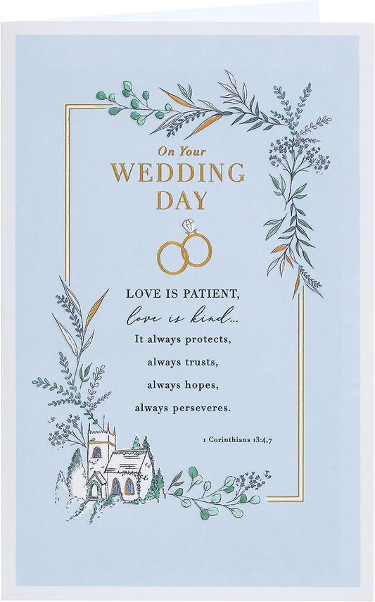 Traditional Church Design Wedding Congratulations Card