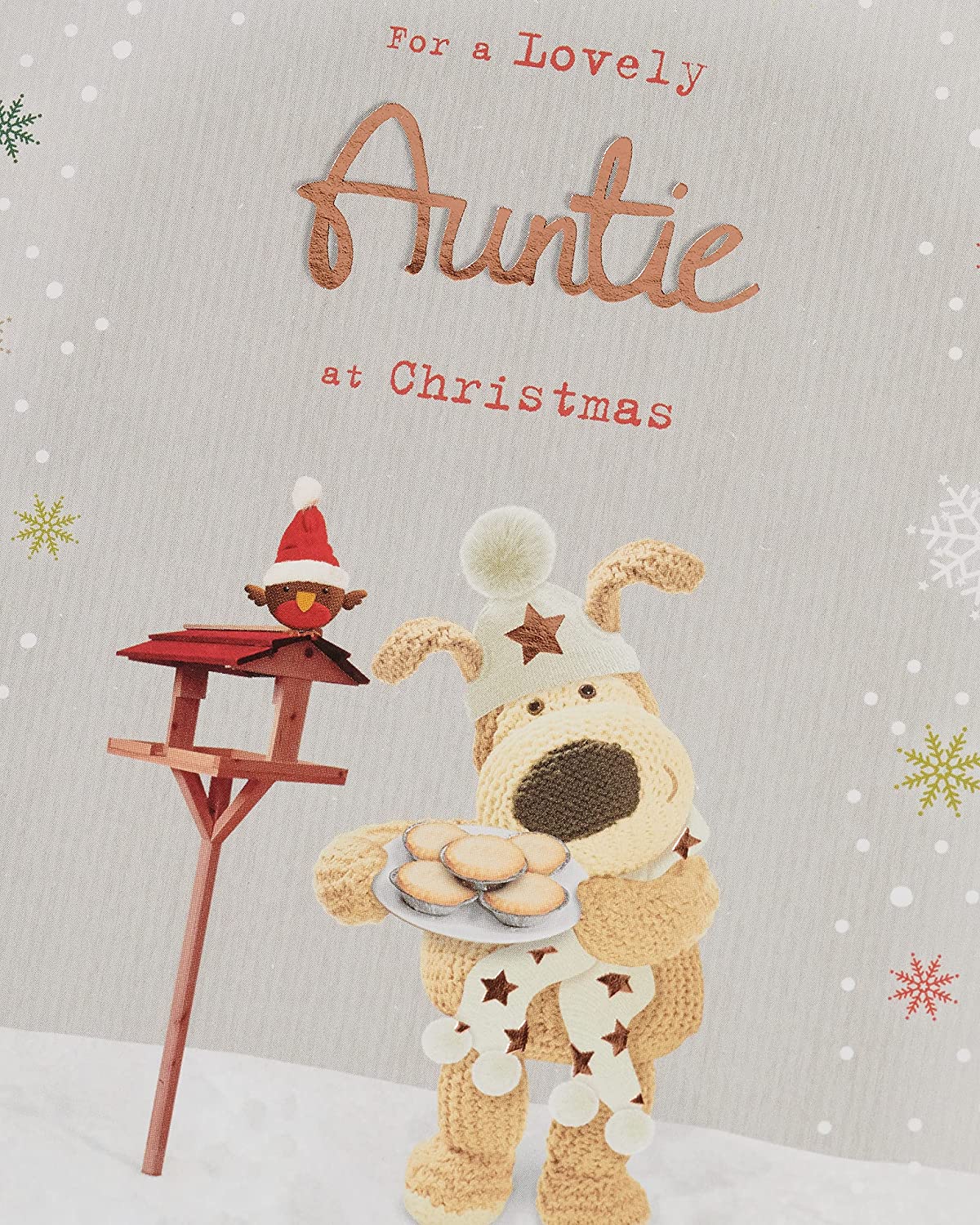 Bird Table and Mince Pies Boofle Auntie Christmas Card