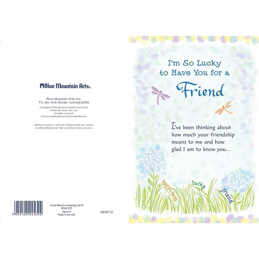 Lucky To Have You For A Friend..Sentimental Verses Keepsake Greeting Card