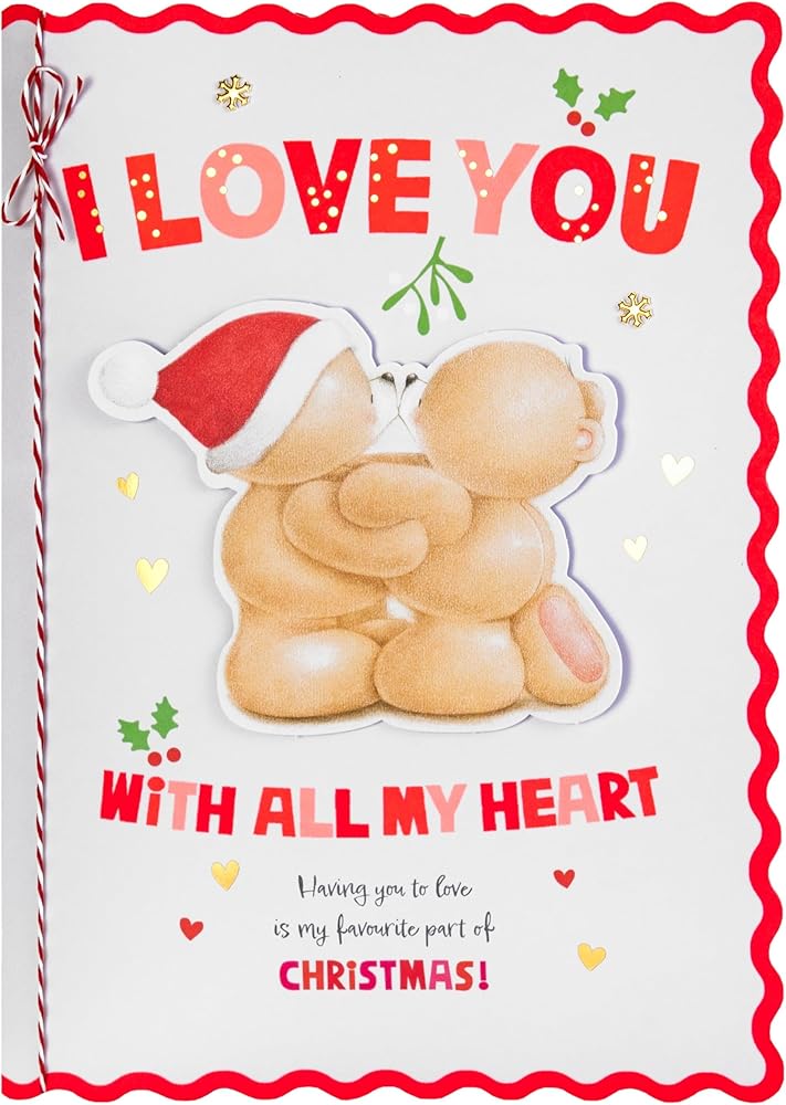 Forever Friends Mistletoe Kiss Design Luxury Boxed One I Love Christmas Card