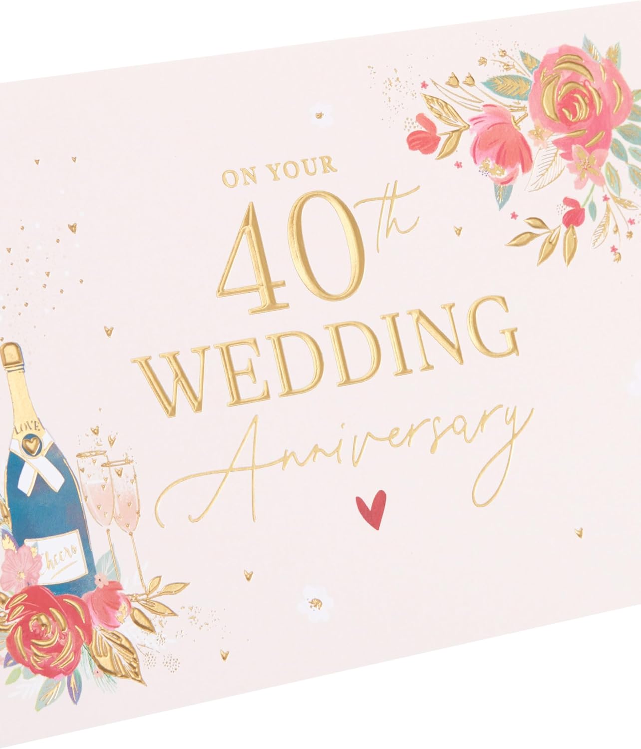 Gold Text Design 40th Wedding Anniversary Congratulations Card