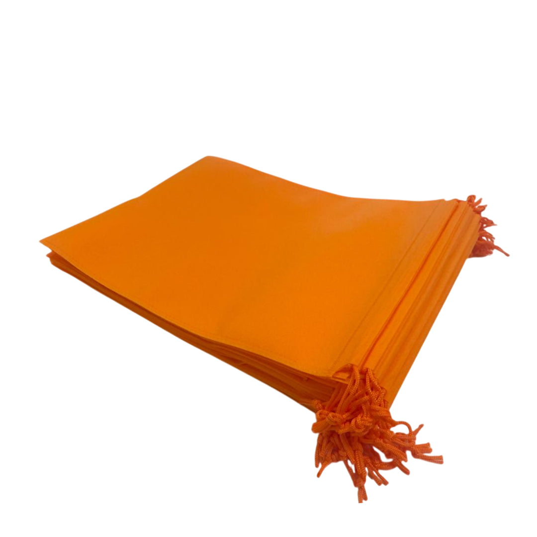 Pack of 50 Orange Coloured 32x22cm Non-Woven Drawstring Bags