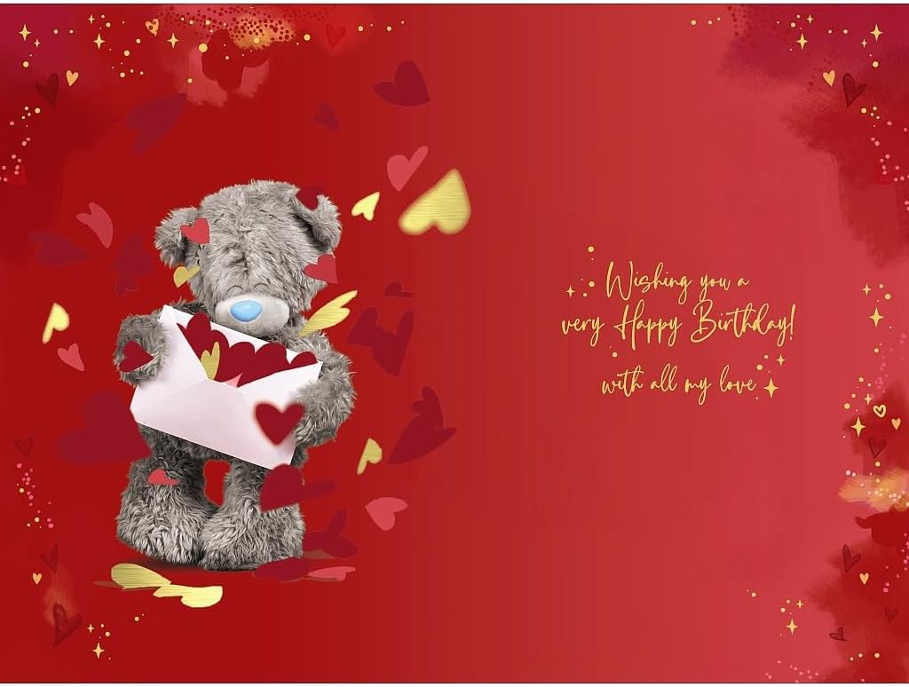 Bear Holding Love Letter Wonderful Husband 3D Holographic Birthday Card