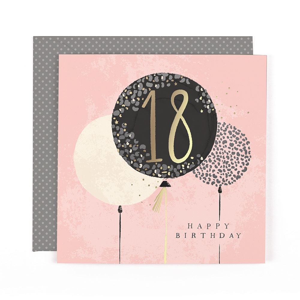 Balloons Design Contemporary Luxury Foiled 18th Birthday Card