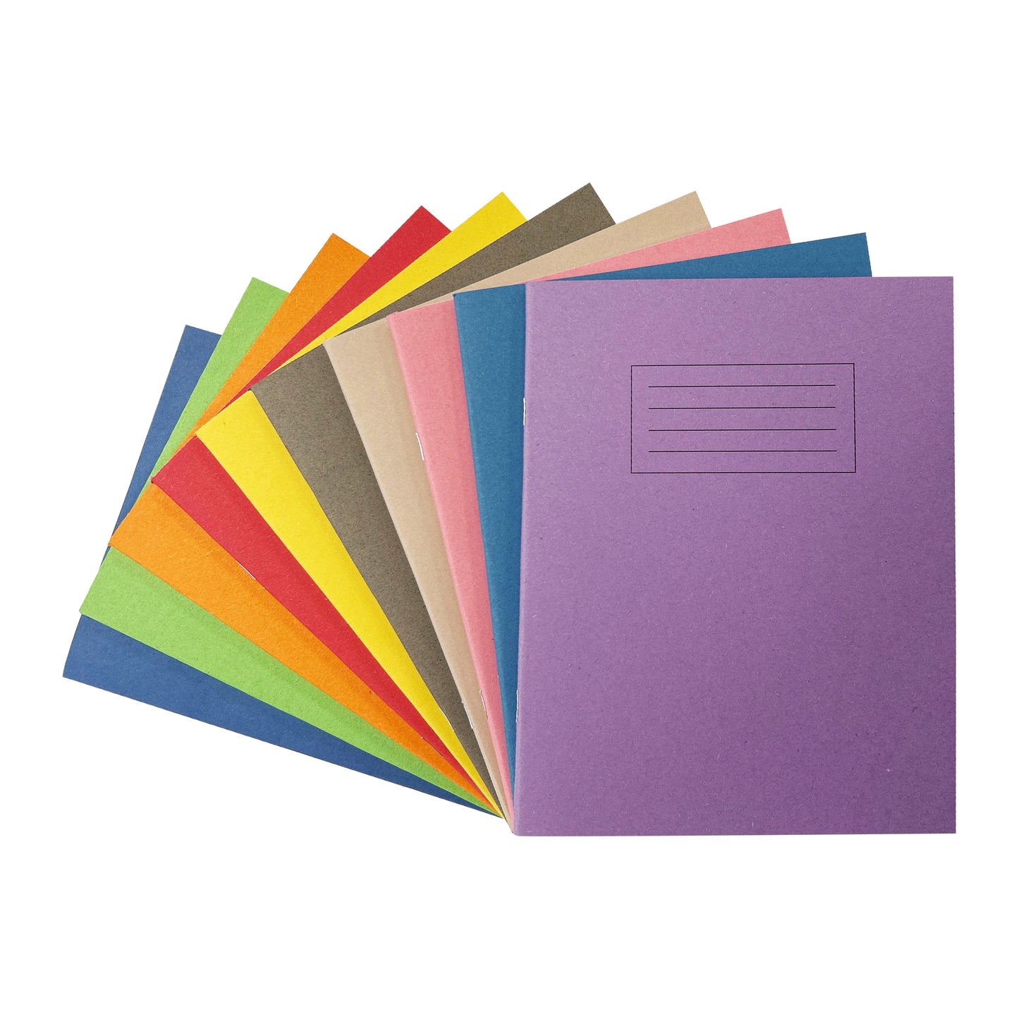 Pack of 50 Janrax 9x7" Assorted 80 Page Feint Ruled with Margin Exercise Books WF Paper with 225gsm Manilla Cover