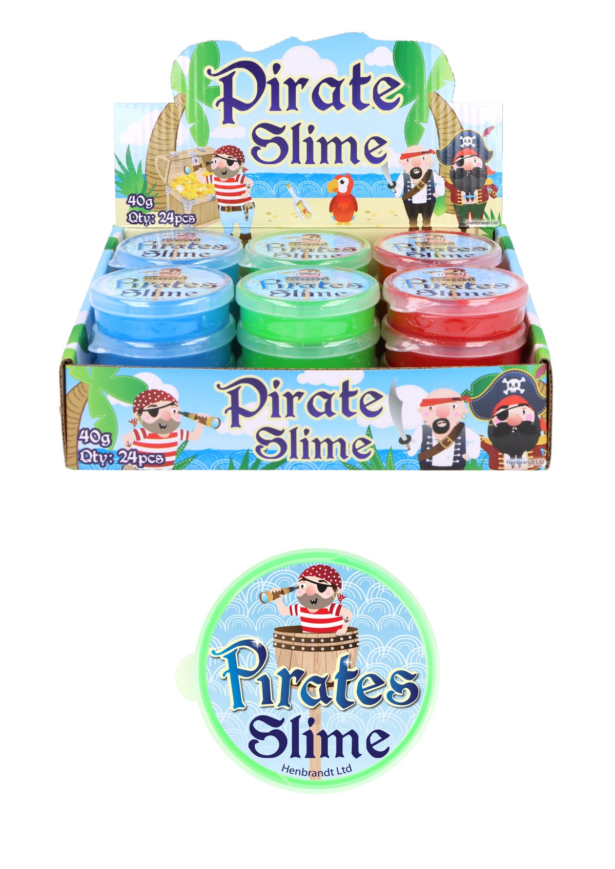 Pack of 12 Pirate Slime Tubs - Pocket Money Toys Party Bag Filler