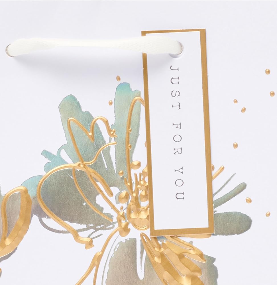 Floral White Lotus Design Medium Gift Bag