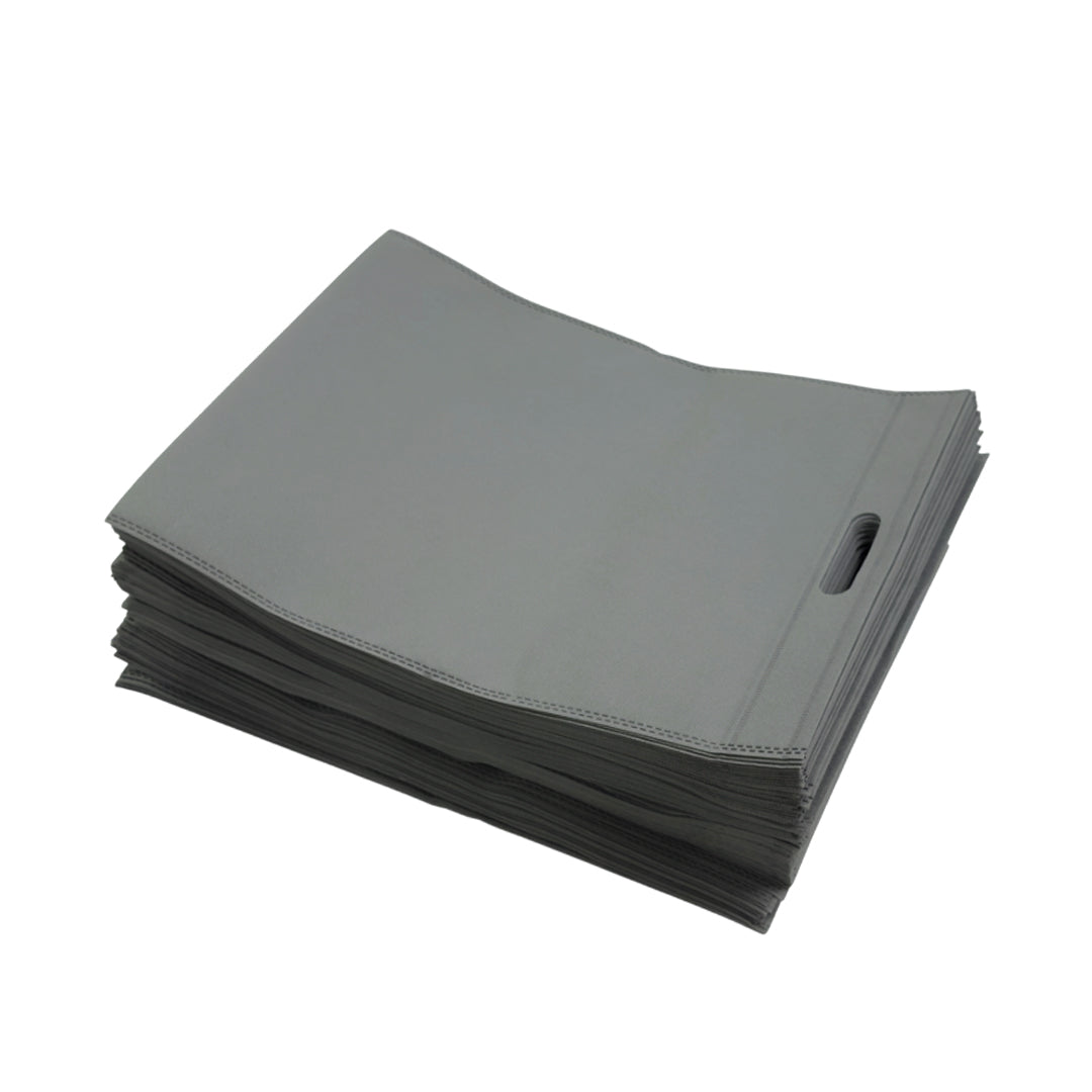 Pack of 100 Grey Coloured 40x30cm Non-Woven Patch Handle Bags