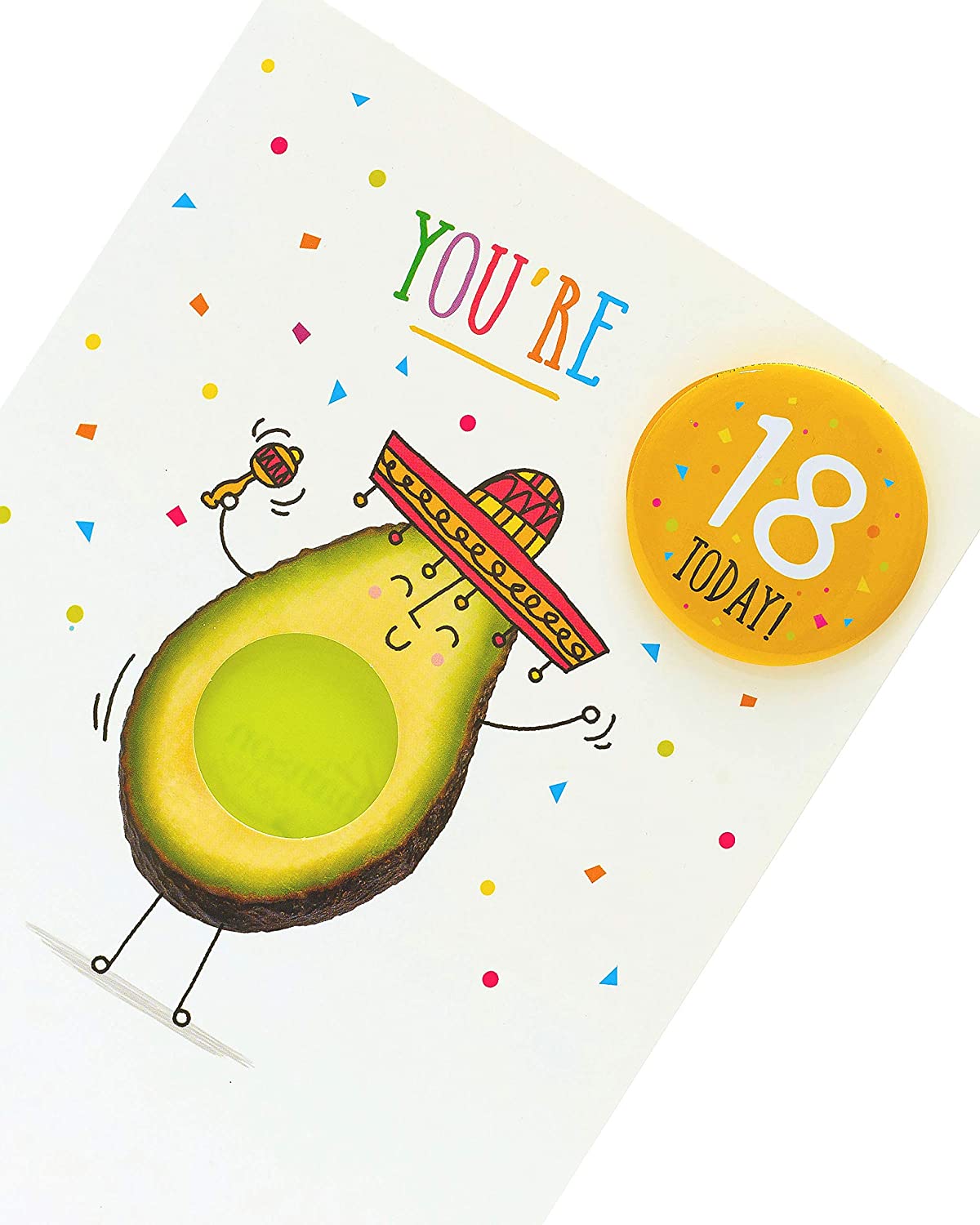 Funny 18th Avocado Design Birthday Card With Badge 