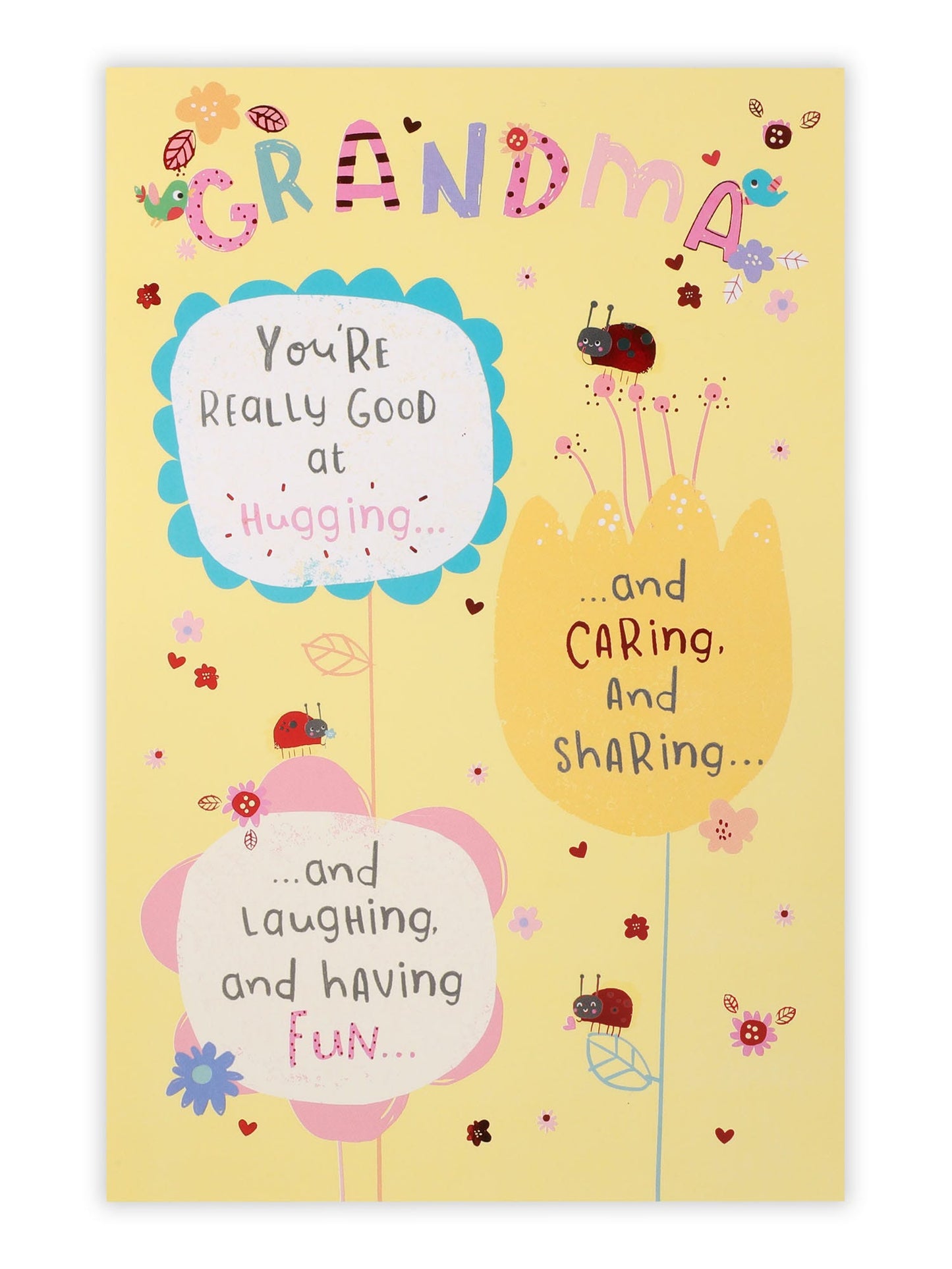 Cute Ladybirds On Flowers Grandma Birthday Card