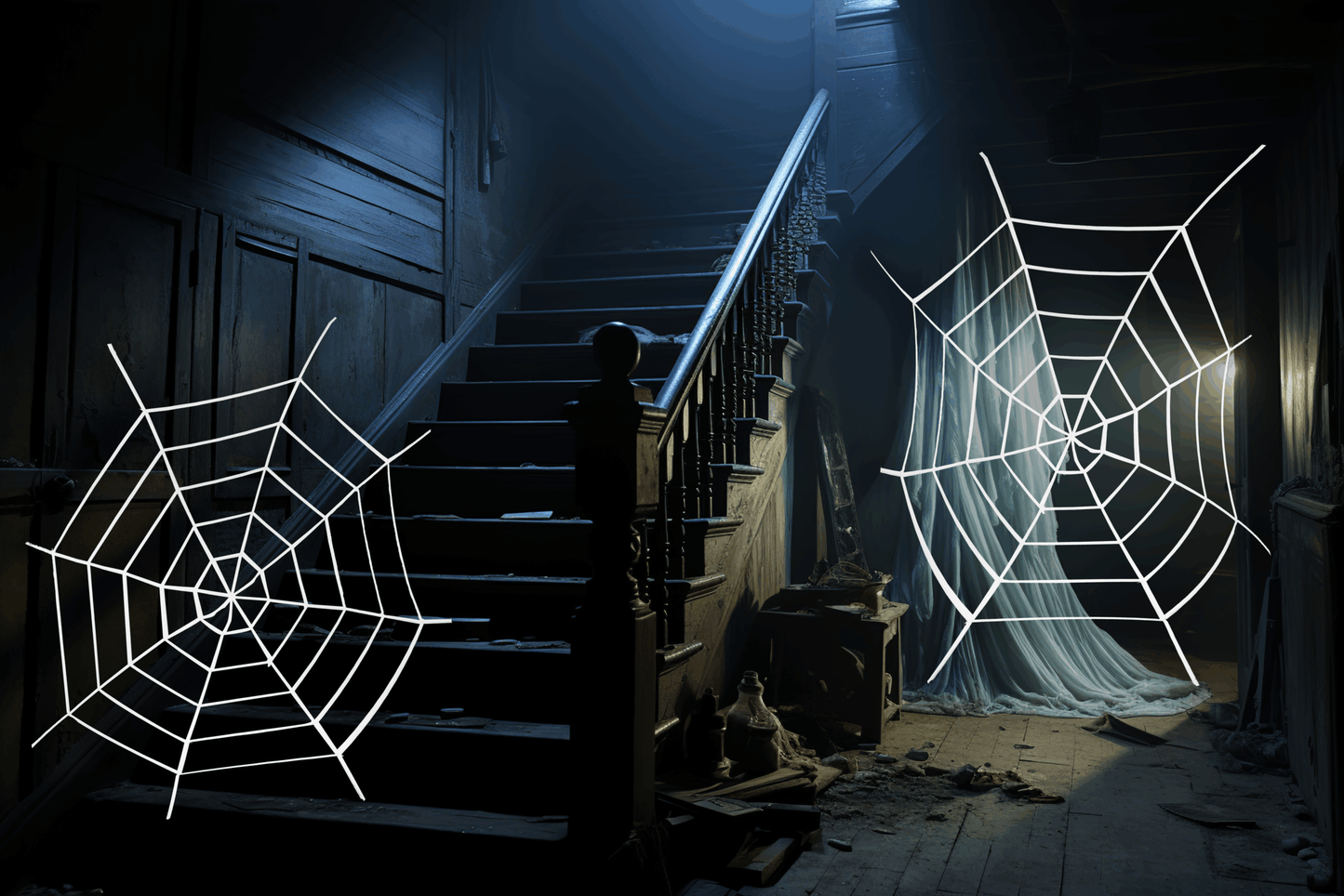 Giant Spider Web Decoration (1.5m) - Spooky Halloween Party Prop for Indoor Outdoor Decor