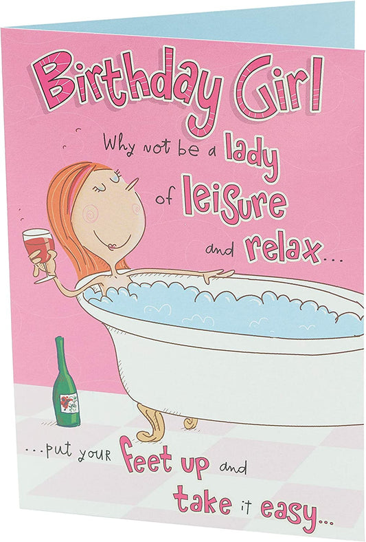 Lady of Leisure Humorous Giggles Girl Birthday Card