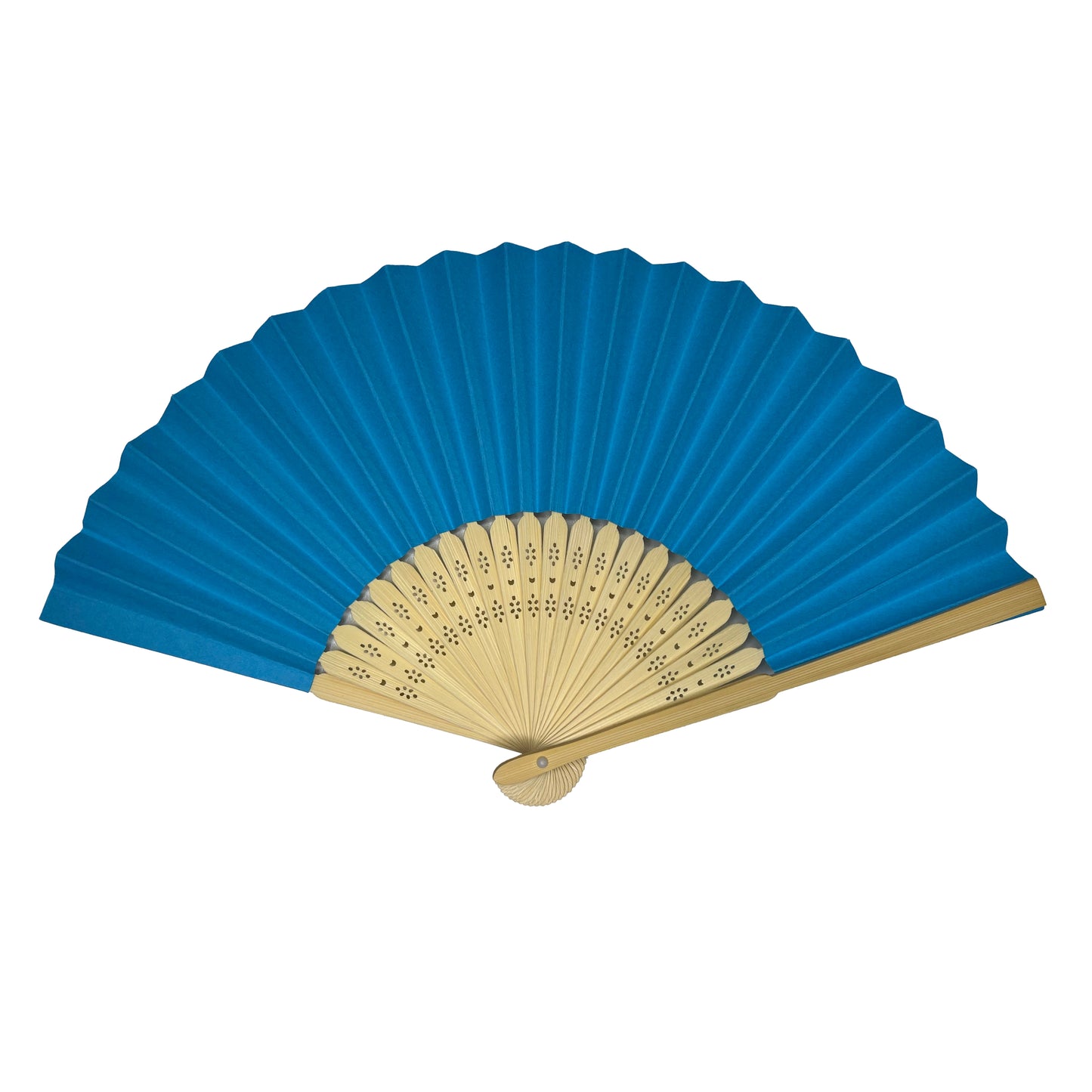 Pack of 50 Blue Paper Foldable Hand Held Bamboo Wooden Fans by Parev