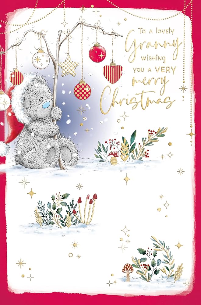 Bear And Tree Decs Granny Christmas Card