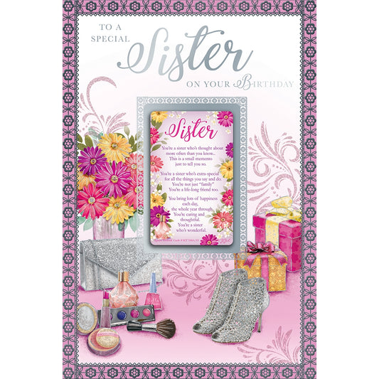 To A Special Sister On Your Birthday Keepsake Treasures Stylish Design Greeting Card