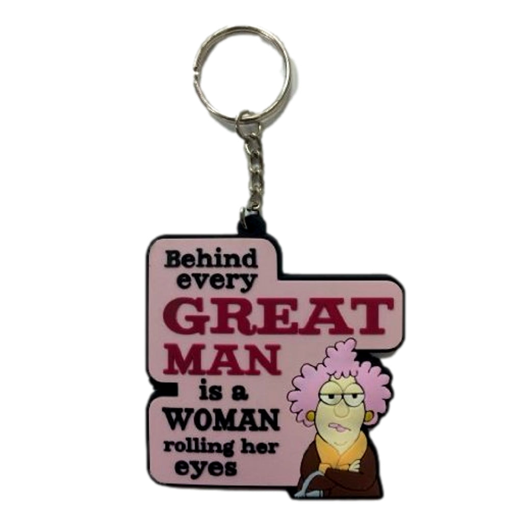 Aunty Acid 3D Rubber Keyring Behind Every Great Man {DNL EBAY}