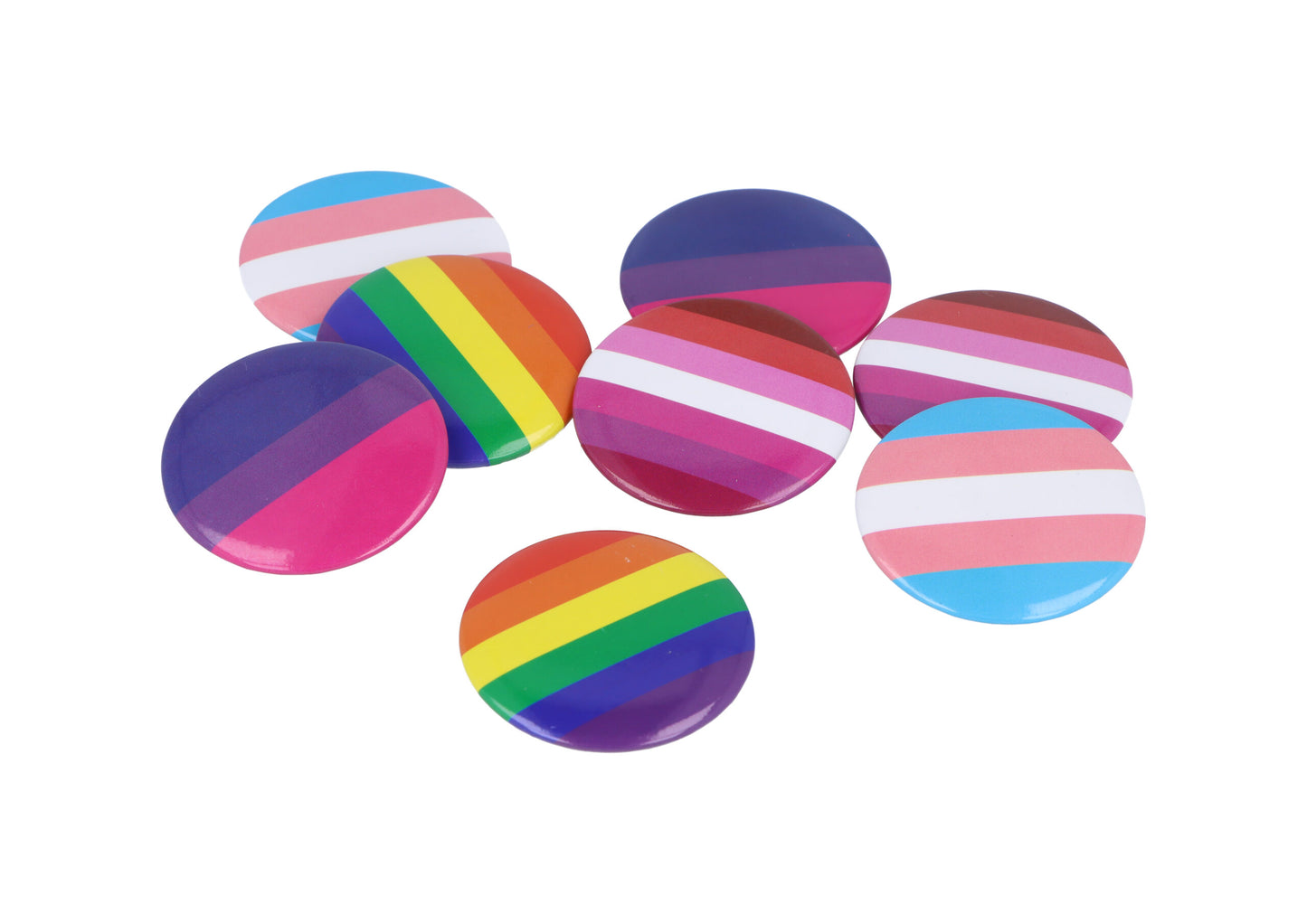 Pack of 12 Rainbow Pride Badges 4cm