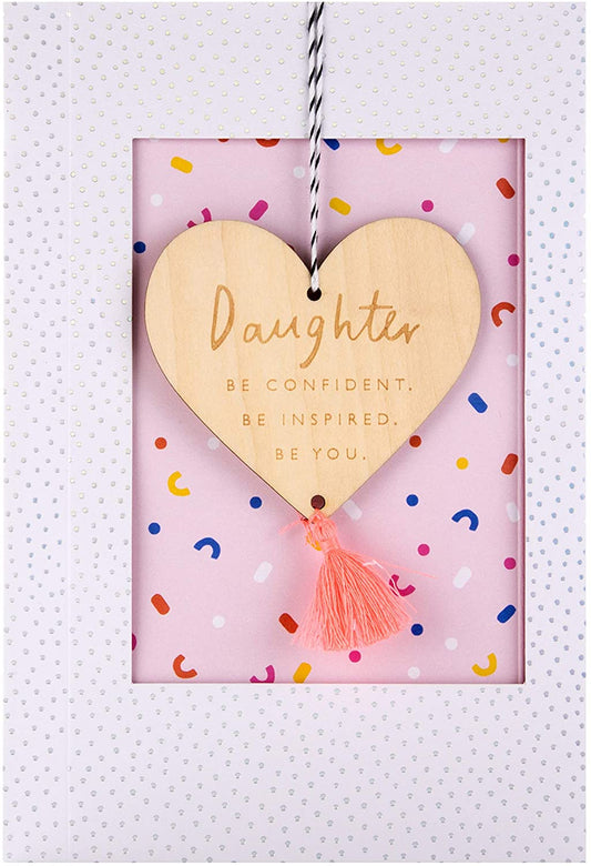 Daughter Birthday Card with Detachable Wooden Keepsake Decoration