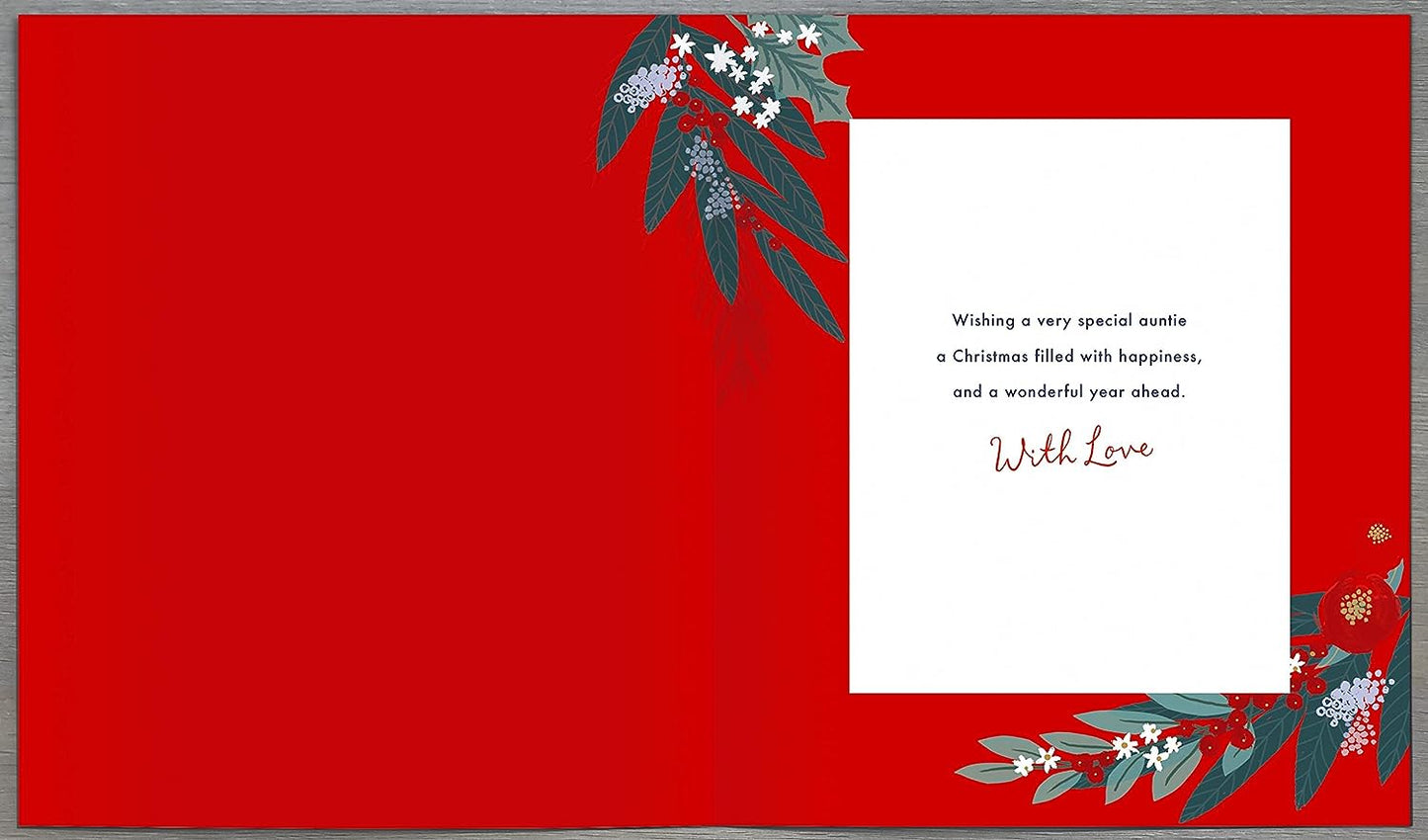 Festive Wreath Gold Foiled Design Auntie Christmas Card