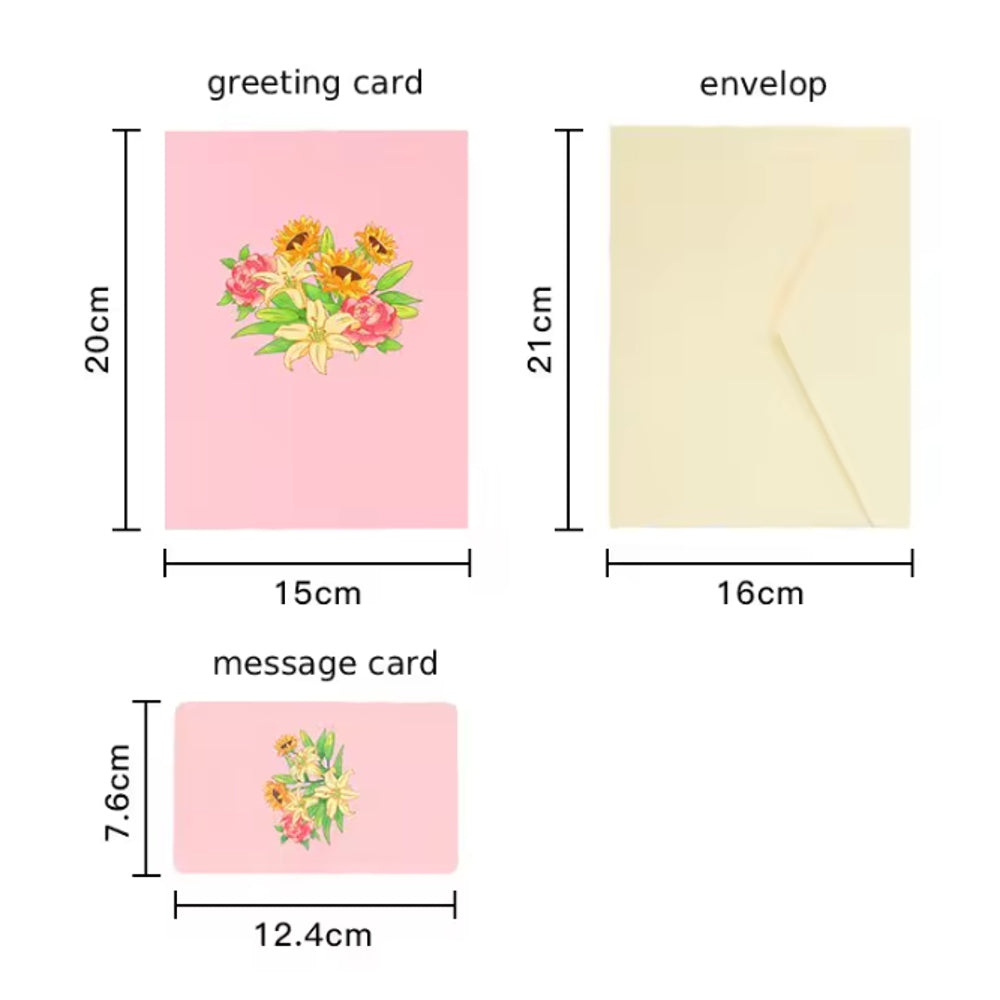 Pink Blooming Radiance 3D Pop Up Greeting Card