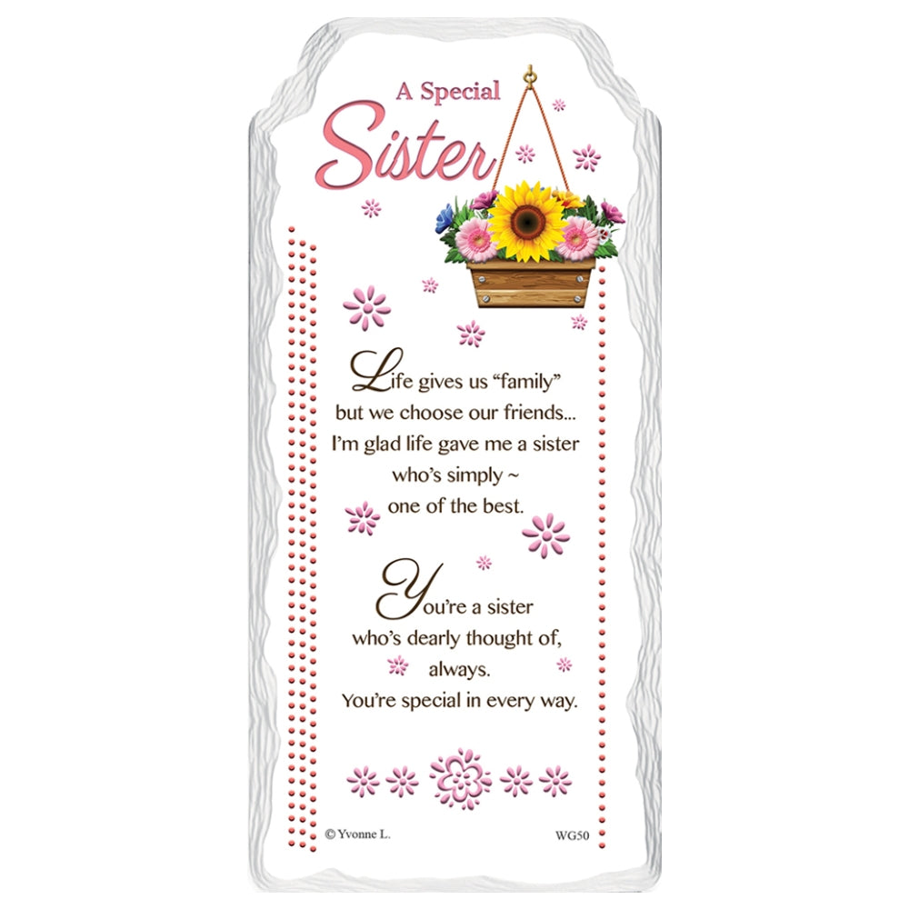 A Special Sister Flower Design Sentimental Handcrafted Ceramic Plaque