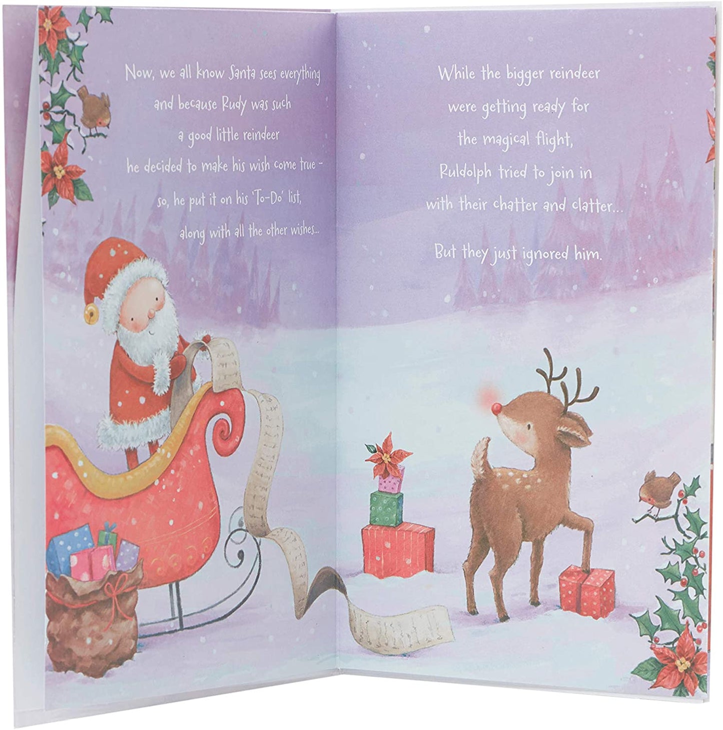 Granddaughter Santa and Reindeer Christmas Card Xmas Story Book