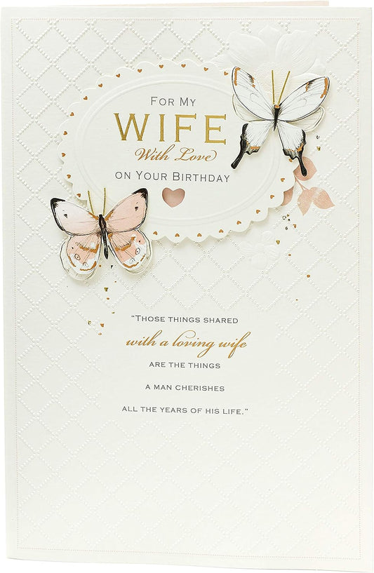 Butterfly Design Sentimental Verse Wife Birthday Large Card 