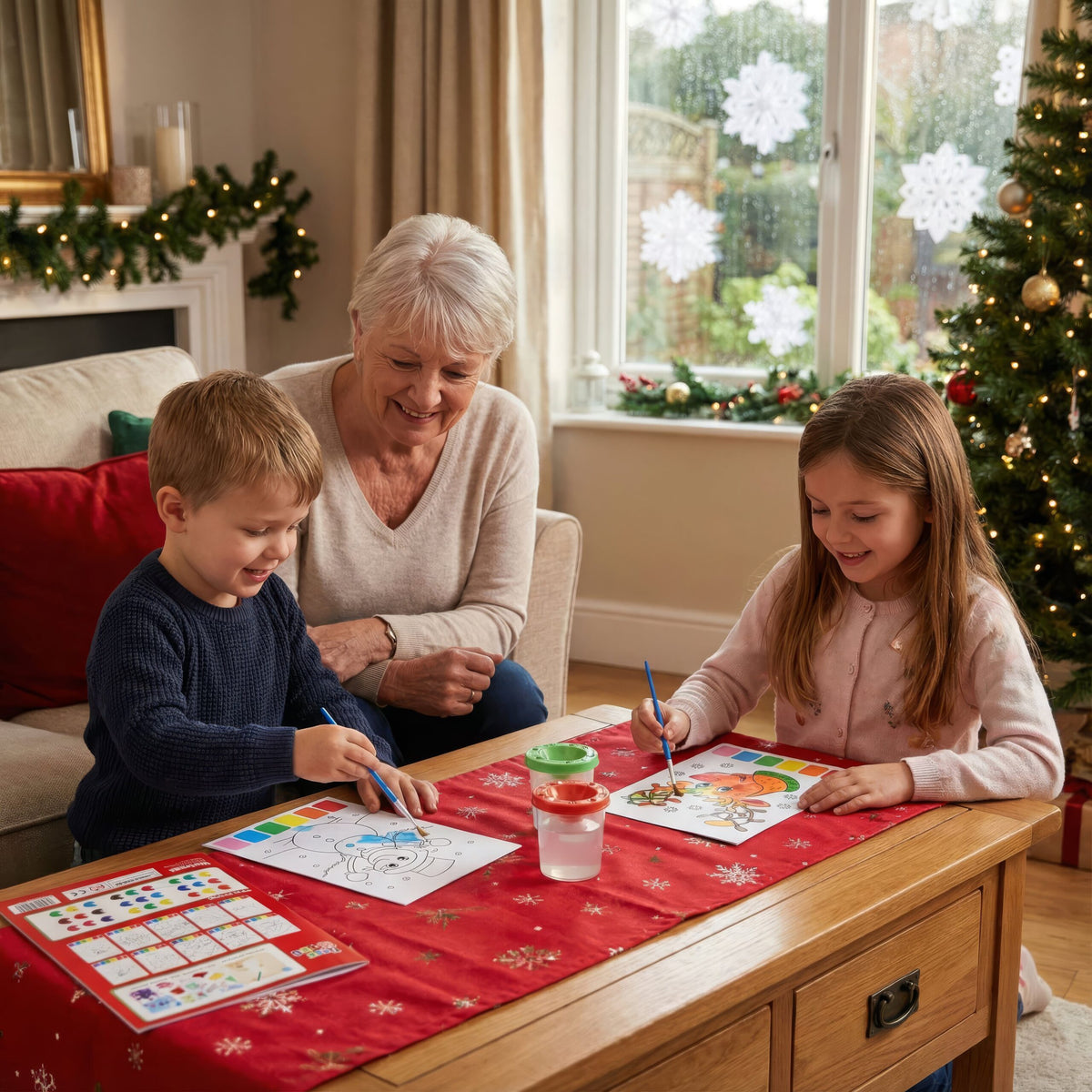 Pack of 6 Christmas Water Colouring Set (21cm x 15cm)