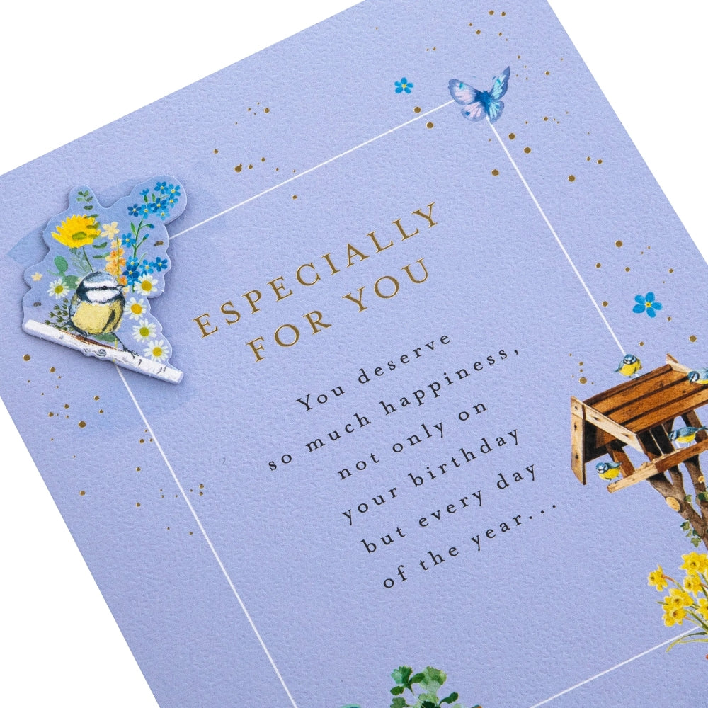 Garden Birds & Flowers Design Especially For You Birthday Card